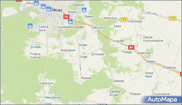 mapa Zimnodół, Zimnodół na mapie Targeo