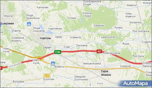 mapa Żwirówka, Żwirówka na mapie Targeo