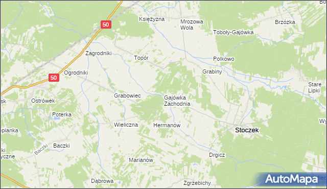 mapa Gajówka Zachodnia, Gajówka Zachodnia na mapie Targeo