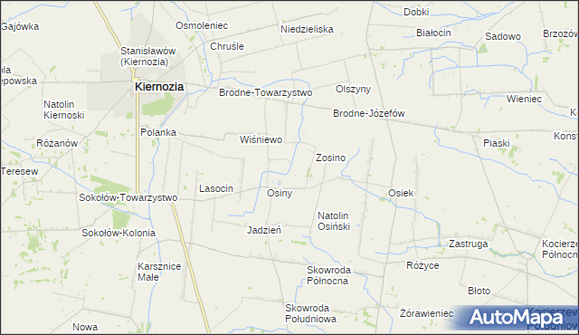 mapa Jerzewo gmina Kiernozia, Jerzewo gmina Kiernozia na mapie Targeo