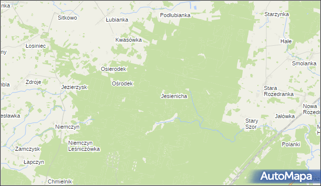 mapa Jesienicha, Jesienicha na mapie Targeo