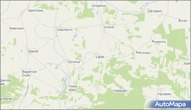 mapa Łążek gmina Kuczbork-Osada, Łążek gmina Kuczbork-Osada na mapie Targeo