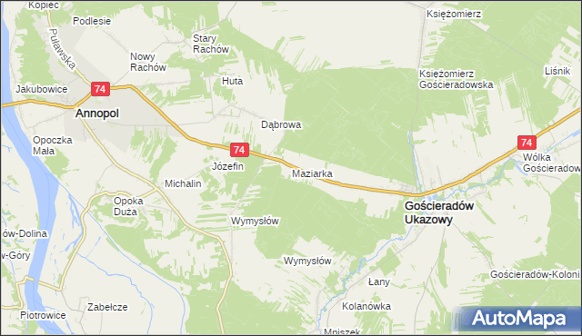 mapa Maziarka gmina Gościeradów, Maziarka gmina Gościeradów na mapie Targeo