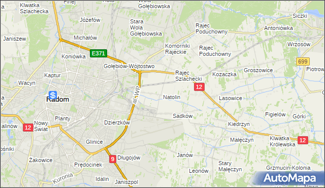 mapa Natolin gmina Jedlnia-Letnisko, Natolin gmina Jedlnia-Letnisko na mapie Targeo