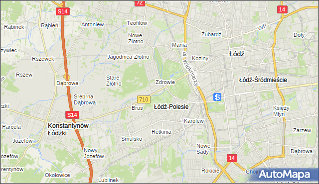 mapa Polesie gmina Łódź, Polesie gmina Łódź na mapie Targeo