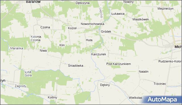 mapa Karczunek gmina Baranów, Karczunek gmina Baranów na mapie Targeo