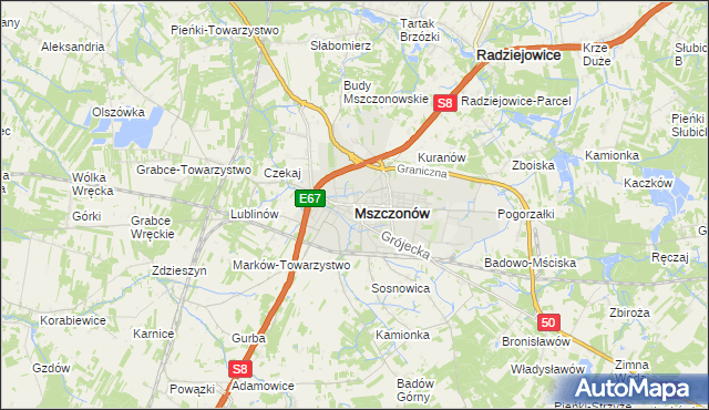 mapa Mszczonów, Mszczonów na mapie Targeo