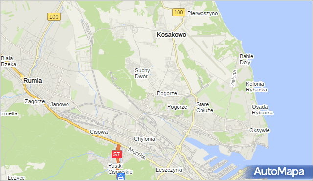 mapa Pogórze gmina Kosakowo, Pogórze gmina Kosakowo na mapie Targeo