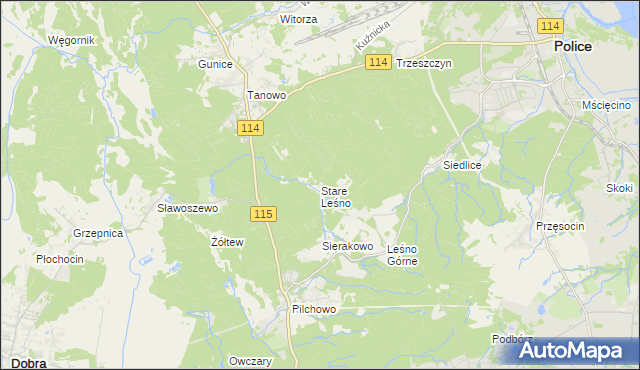 mapa Stare Leśno, Stare Leśno na mapie Targeo