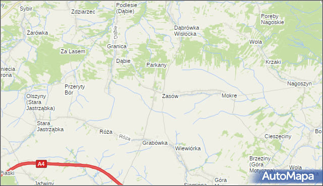 mapa Zasów, Zasów na mapie Targeo