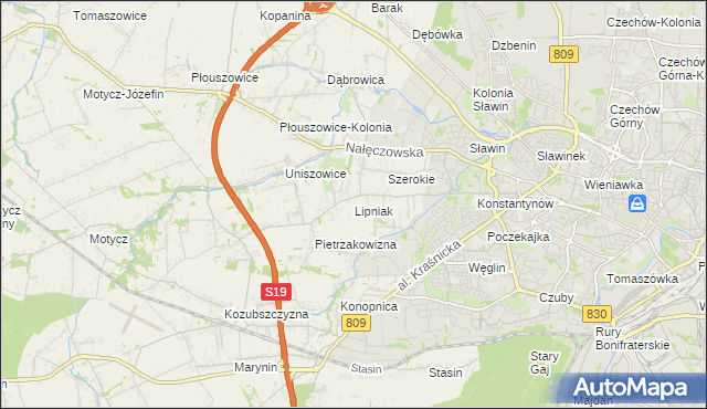 mapa Lipniak gmina Konopnica, Lipniak gmina Konopnica na mapie Targeo