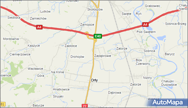 mapa Zadąbrowie gmina Orły, Zadąbrowie gmina Orły na mapie Targeo