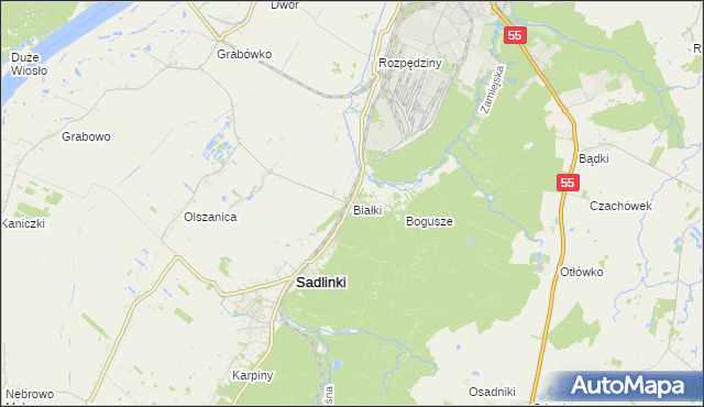 mapa Białki gmina Sadlinki, Białki gmina Sadlinki na mapie Targeo