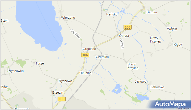 mapa Czernice gmina Pyrzyce, Czernice gmina Pyrzyce na mapie Targeo