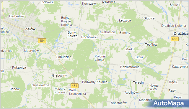 mapa Kolonia Ostoja, Kolonia Ostoja na mapie Targeo