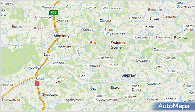 mapa Olszowice, Olszowice na mapie Targeo