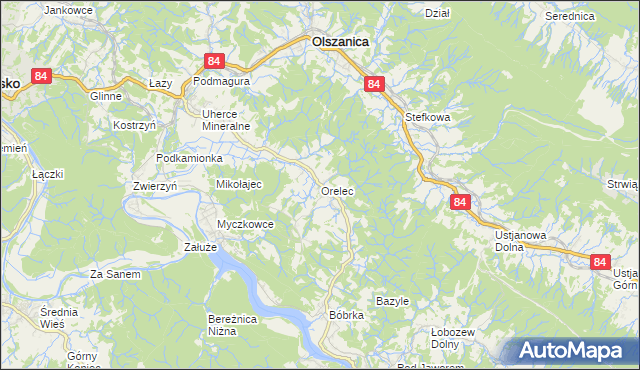 mapa Orelec, Orelec na mapie Targeo