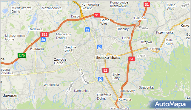 mapa Bielsko-Białej, Bielsko-Biała na mapie Targeo