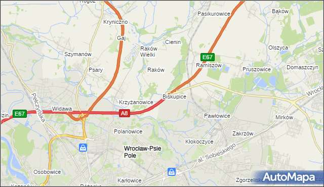 mapa Biskupice gmina Wisznia Mała, Biskupice gmina Wisznia Mała na mapie Targeo