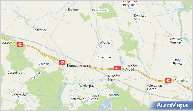 mapa Dziedzice gmina Domaszowice, Dziedzice gmina Domaszowice na mapie Targeo