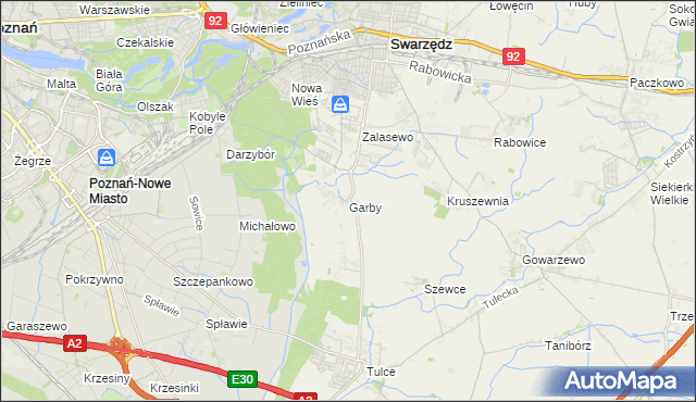 mapa Garby gmina Swarzędz, Garby gmina Swarzędz na mapie Targeo