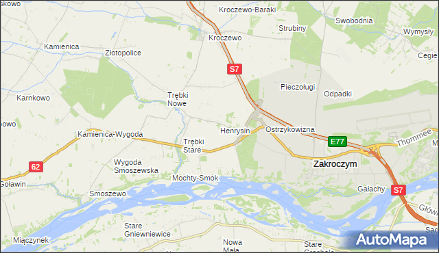 mapa Henrysin gmina Zakroczym, Henrysin gmina Zakroczym na mapie Targeo