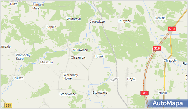 mapa Husaki, Husaki na mapie Targeo