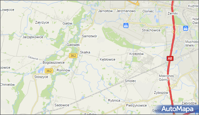 mapa Kębłowice gmina Kąty Wrocławskie, Kębłowice gmina Kąty Wrocławskie na mapie Targeo