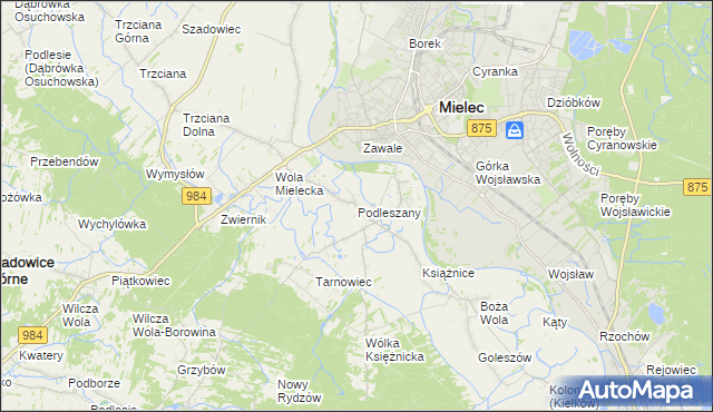 mapa Podleszany, Podleszany na mapie Targeo