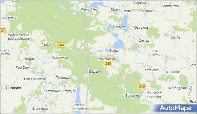 mapa Rykowisko, Rykowisko na mapie Targeo