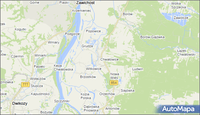 mapa Chwałowice gmina Radomyśl nad Sanem, Chwałowice gmina Radomyśl nad Sanem na mapie Targeo