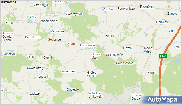 mapa Grójec Mały gmina Złoczew, Grójec Mały gmina Złoczew na mapie Targeo