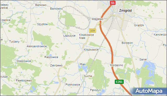 mapa Kliszkowice, Kliszkowice na mapie Targeo