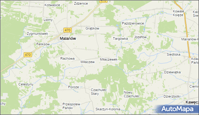 mapa Miłaczewek, Miłaczewek na mapie Targeo