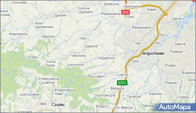 mapa Mogielnica gmina Boguchwała, Mogielnica gmina Boguchwała na mapie Targeo