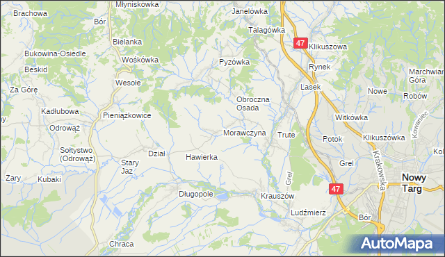 mapa Morawczyna, Morawczyna na mapie Targeo