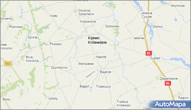 mapa Napole gmina Kijewo Królewskie, Napole gmina Kijewo Królewskie na mapie Targeo