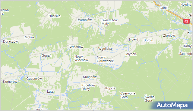 mapa Nowy Odrowążek, Nowy Odrowążek na mapie Targeo