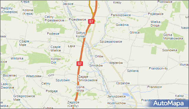 mapa Orłów gmina Słomniki, Orłów gmina Słomniki na mapie Targeo