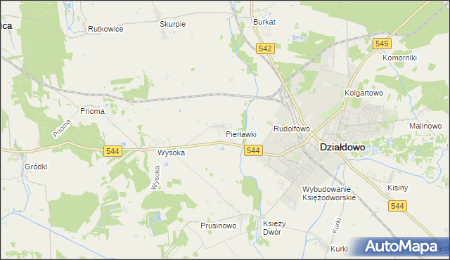 mapa Pierławki gmina Działdowo, Pierławki gmina Działdowo na mapie Targeo