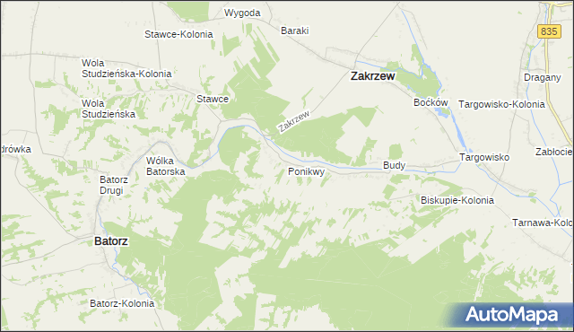 mapa Ponikwy, Ponikwy na mapie Targeo