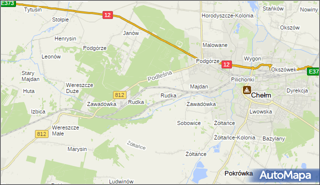 mapa Rudka gmina Chełm, Rudka gmina Chełm na mapie Targeo