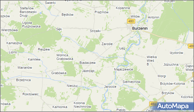 mapa Szczawno gmina Burzenin, Szczawno gmina Burzenin na mapie Targeo