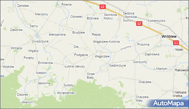 mapa Wągłczew, Wągłczew na mapie Targeo