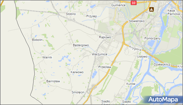 mapa Warzymice, Warzymice na mapie Targeo