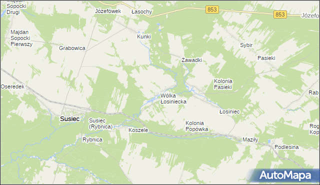 mapa Wólka Łosiniecka, Wólka Łosiniecka na mapie Targeo