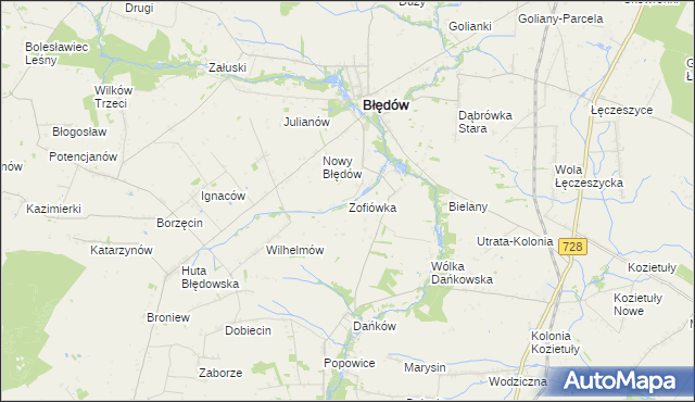 mapa Zofiówka gmina Błędów, Zofiówka gmina Błędów na mapie Targeo