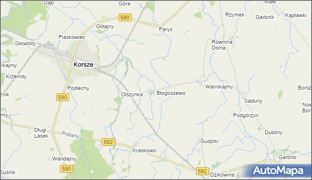 mapa Błogoszewo, Błogoszewo na mapie Targeo