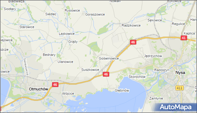 mapa Goświnowice, Goświnowice na mapie Targeo