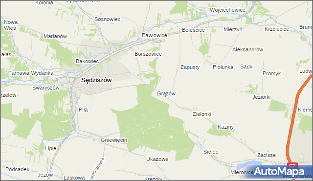 mapa Grązów, Grązów na mapie Targeo